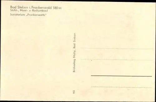 Ak Bad Steben im Frankenwald, Sanatorium Frankenwarte