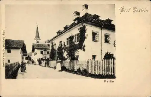 Ak Bad Gastein in Salzburg, Straßenpartie, Kirche