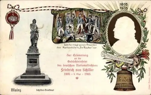 Präge Ak Frankfurt am Main, Gedächtnisfeier des Dichters Schiller 1905, Freude schöner Götterfunken