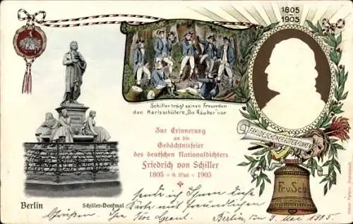 Präge Ak Frankfurt am Main, Gedächtnisfeier des Dichters Schiller 1905, Freude schöner Götterfunken