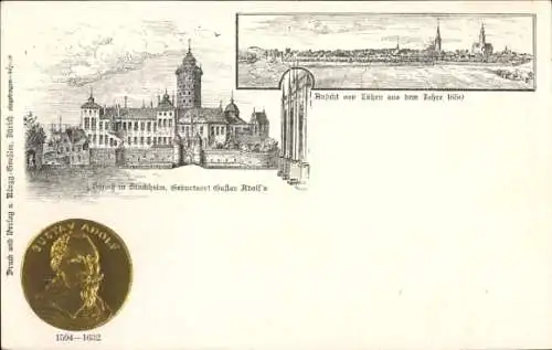 Präge Litho Stockholm Schweden, Gustav Adolf, Schloss, Geburtsort