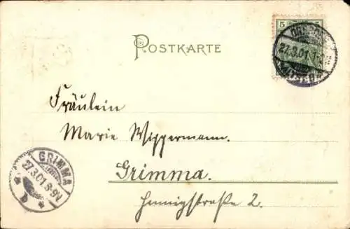 Passepartout Litho Dresden Altstadt, Hofkirche, Augustusbrücke