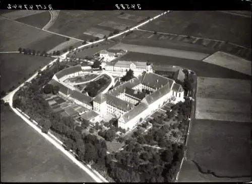 Ak Mödingen in Schwaben, Kloster Maria Medingen, Fliegeraufnahme