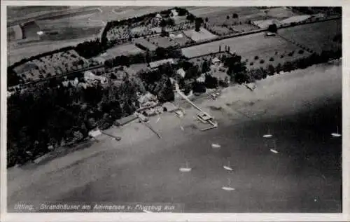 Ak Utting am Ammersee Oberbayern, Strandhäuser am Ammersee, Fliegeraufnahme