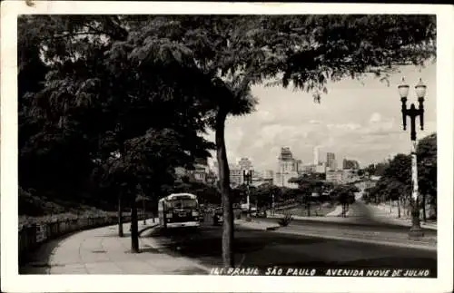 Foto Ak São Paulo Brasilien, Avenida Nove de Julho, Bus