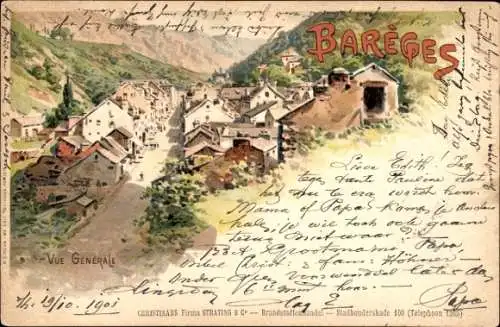 Litho Barèges Hautes Pyrénées, Vue Génerale