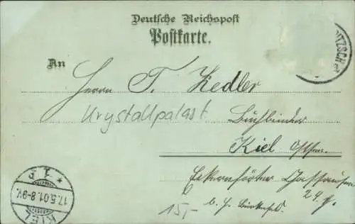 Mondschein Litho Leipzig in Sachsen, Konservatorium bei Nacht, Engel