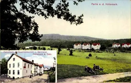 Ak Hohe Mark Hohemark Oberursel im Taunus Hessen, Gesamtansicht, Restaurant und Spinnerei