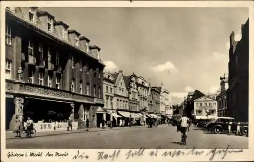 Ak Güstrow in Mecklenburg, Markt, Geschäfte