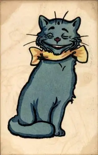 Künstler Ak zwinkernde Katze mit Schleife, Munk Nr. 417