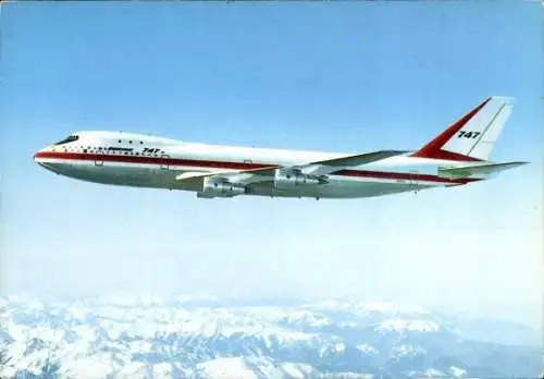 Ak Passagierflugzeug Boeing 747, Gebirge