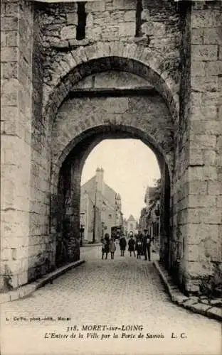 Ak Moret sur Loing Seine et Marne, Ortseingang, Porte de Samois