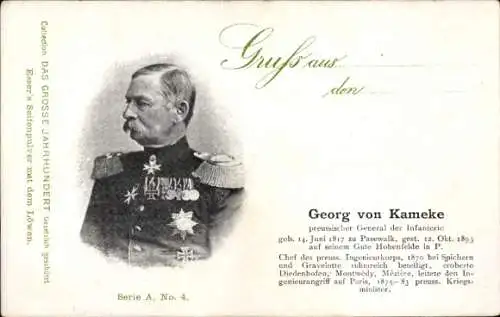 Ak Georg von Kameke, Preußischer General der Infanterie, Portrait, Reklame, Esser's Seifenpulver