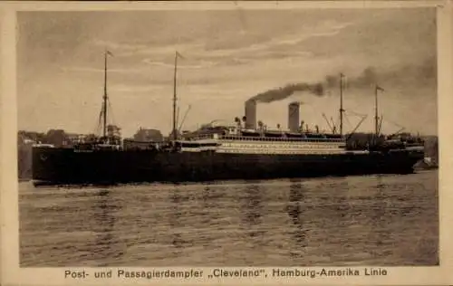 Ak Dampfschiff Cleveland, Post und Passagierdampfer, Hamburg Amerika Linie, HAPAG