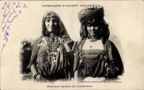 Ak Femmes Serbes de l'Intérieur, Serbinnen in Trachten, Campagne d'Orient 1914