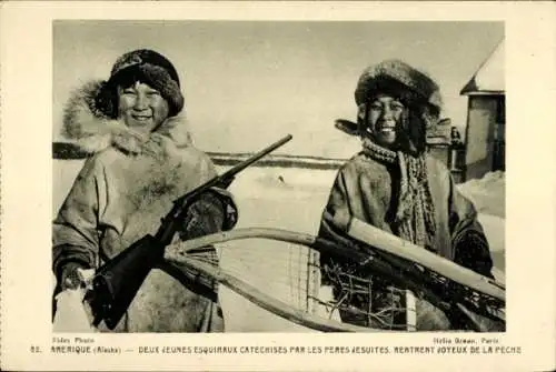 Ak Alaska, Zwei junge Eskimos, die von den Jesuitenpatres katechisiert wurden