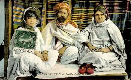 Ak Scenes et Types, Famille Arabe, Araber, Maghreb