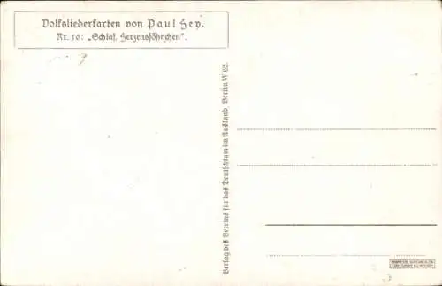 Lied Künstler Ak Hey, Paul, Volksliederkarten Nr. 50, Schlaf Herzenssöhnchen