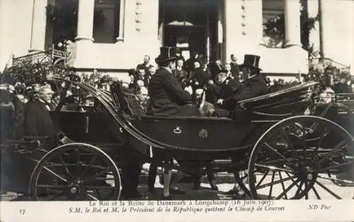 Ak König Friedrich VIII. von Dänemark, Staatsbesuch, 16. Juni 1907, Präsident Fallières