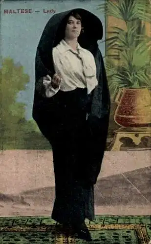 Ak Malta, Maltese lady, Frau in Volkstracht