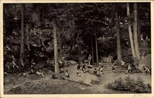 Ak Wunsiedel im Tal der Röslau Oberfranken, Naturbühne Luisenburg, Die Losburg, Gnomszene