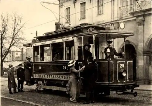 Ak Gera in Thüringen, 75 Jahre Geraer Straßenbahn, Historischer Triebwagen Nr. 29, Baujahr 1905