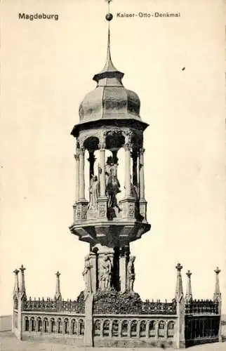 Ak Magdeburg an der Elbe, Kaiser-Otto-Denkmal, Statue