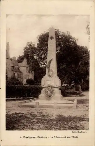 Ak Davignac Corrèze, Kriegerdenkmal