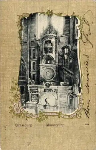 Passepartout Ak Strasbourg Straßburg Elsass Bas Rhin,  Münsteruhr