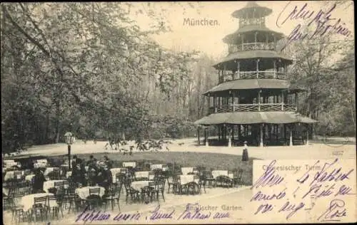 Ak München, Chinesischer Turm, Englischer Garten