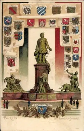 Präge Wappen Litho Berlin, Bismarck Denkmal