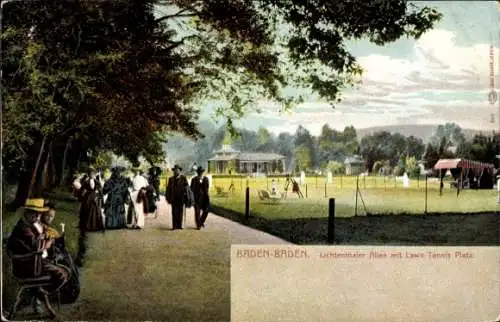 Ak Baden Baden, Lichtenthaler Allee mit Blick auf den Lawn Tennisplatz