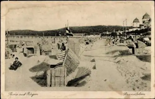 Ak Seebad Binz auf Rügen, Strandleben