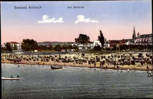 Ak Ostseebad Ahlbeck auf Usedom, Am Strand