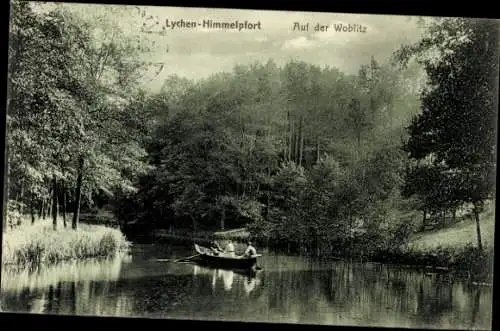 Ak Lychen in der Uckermark, Himmelpfort, Auf der Woblitz, Ruderboot