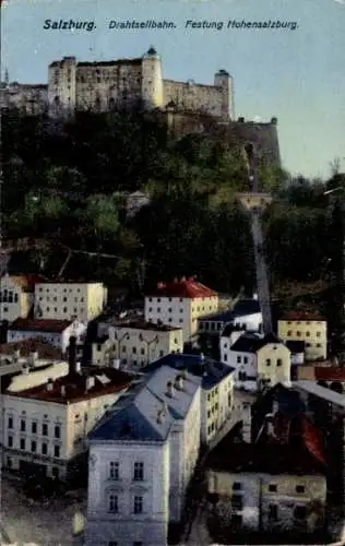 Ak Salzburg in Österreich, Festung Hohensalzburg, Drahtseilbahn