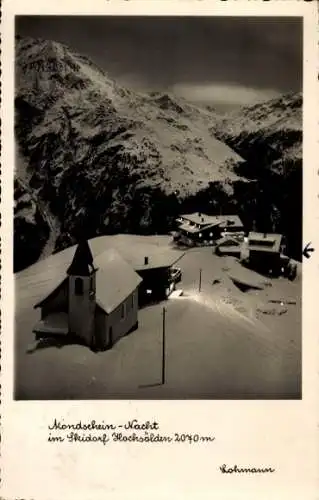 Ak Hochsölden Sölden in Tirol, Gesamtansicht, Mondschein, Nacht, Winter