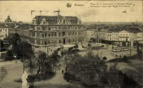 CPA Anvers Anvers Flandre, Place de la Commune et Athénée Royal