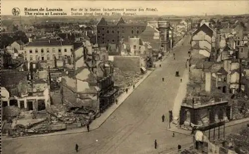 CPA Louvain Louvain Brabant Flamand, Ruines, Rue de la Station