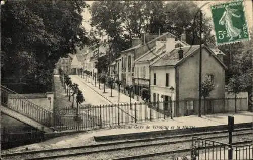 Ak Viroflay Yvelines, L'Ancienne Gare et la Mairie