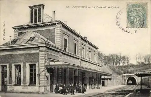 Ak Conches Seine et Marne, Bahnhof, Bahnsteig