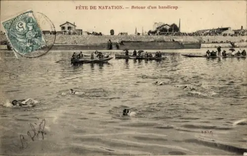 CPA Vitry sur Seine Val de Marne, Fete de Natation, Retour d'un handicap