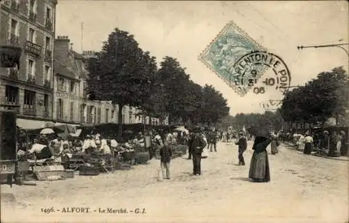 CPA Alfort Val de Marne, Le Marché