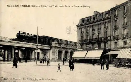 Ak Villemomble Villemonble Seine Saint Denis, Depart du Train pour Paris, Gare de Raincy