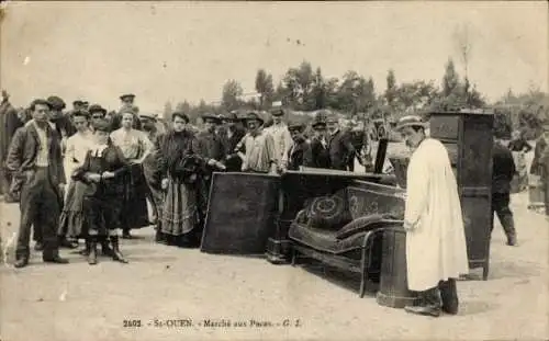 CPA Saint Ouen Seine Saint Denis, Markt, Möbel