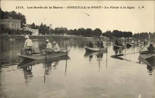 Ak Joinville le Pont Val de Marne, Angeln im Fluß