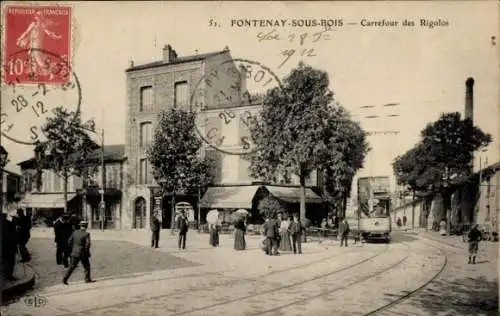 Ak Fontenay sous Bois Val de Marne, Rigolos-Kreuzung