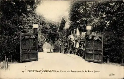 Ak Fontenay sous Bois Val de Marne, Entrée du Restaurant de la Porte Jaune