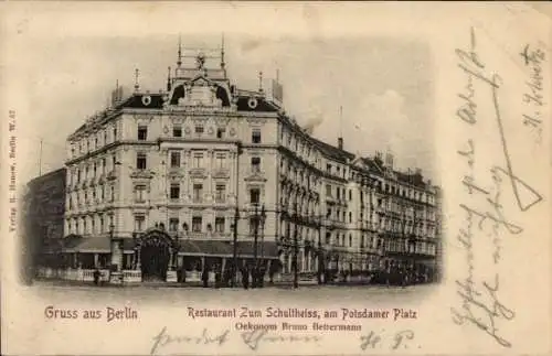 Ak Berlin Tiergarten, Restaurant Zum Schultheiss, Potsdamer Platz, Bruno Bettermann