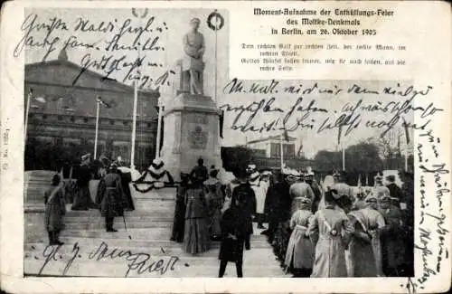 Ak Berlin Tiergarten, Moltke Denkmal, Moment-Aufnahme der Enthüllungs-Feier 1905